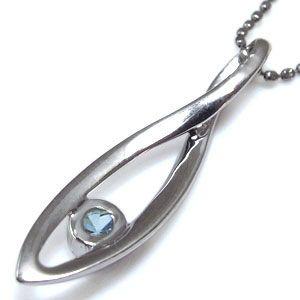 ネックレス レディース アクアマリンサンタマリア 10金 シンプル 一粒