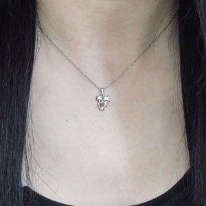 ネコ ハート ガーネット ネックレス 18金 ペンダントの画像