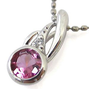 ピンクトルマリン ネックレス K10 一粒 ペンダント