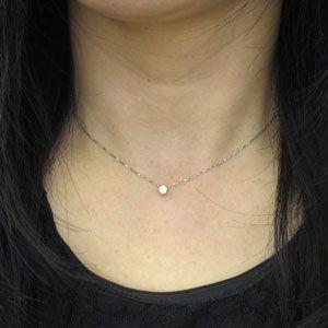 K18 一粒 ペンダント ダイヤモンド ネックレスの画像