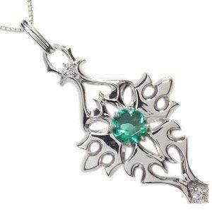 プラチナ メンズ トライバル ネックレス エメラルド ペンダント クリスマス ポイント消化