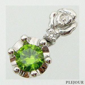 K18WGデマントイドガーネット薔薇と王冠ペンダント