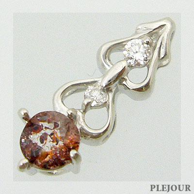 ストロベリークォーツペンダントヘッドK18WGダイヤモンド付 : PLEJOUR 
