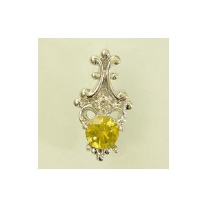 スフェーン ペンダント アンティーク ダイヤモンド付き ペンダント K18WG