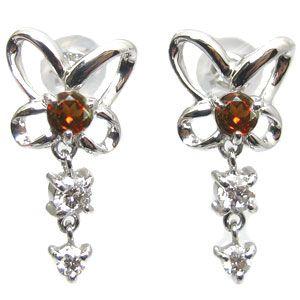 黒 桜古典 ガーネット ピアス 蝶 一粒ピアス 18金ピアス | www.sesaosp