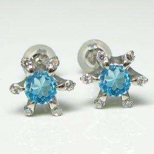 ブルートパーズ ピアス プラチナ 雪の結晶 ピアス クリスマス ポイント消化
