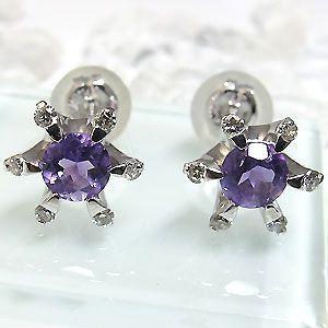 アメシスト メンズピアス 雪の結晶 K18ゴールド Greenshotel Com My