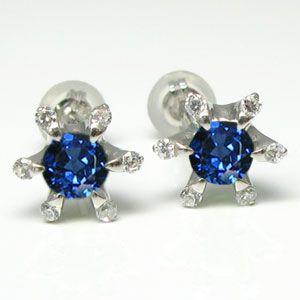 サファイア ピアス プラチナ 雪の結晶 クリスマス ポイント消化の画像