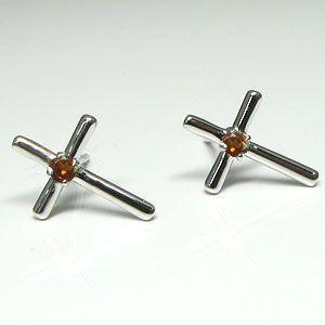ガーネット ピアス クロス プラチナ クリスマス ポイント消化_1