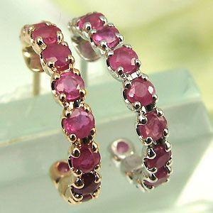 ルビー メンズピアス エタニティー 18金 片耳