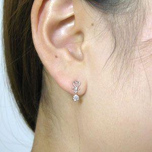 ダイヤモンド ピアス ハート 一粒 18金 ダイヤピアス : mpp-0062-4-k18 