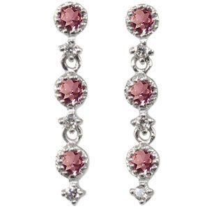 ピアス k18 ピンクトルマリン トリロジーピアス アンティーク