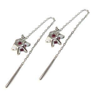 プラチナ ルビー ピアス 一粒 雪の結晶 フリンジ ピアス クリスマス ポイント消化の画像
