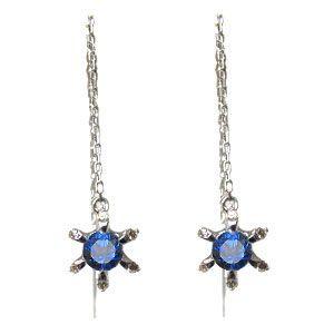 プラチナ サファイア ピアス 一粒 雪の結晶 フリンジ ピアス クリスマス ポイント消化の画像