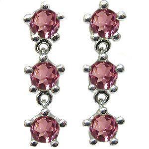 トリロジーピアス 王冠 ピンクトルマリン プラチナ ピアス フリンジピアス クリスマス ポイント消化