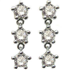 トリロジーピアス 王冠 ダイアモンド プラチナ ピアス フリンジピアス クリスマス ポイント消化