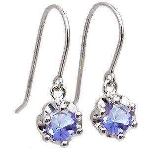 フックメンズピアス k18 一粒 王冠 タンザナイト