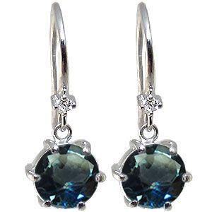 K18 ロンドンブルートパーズ ピアス シンプル 一粒 フックピアス