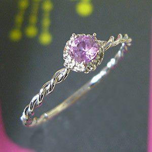 プラチナ アメシスト ピンキーリング シンプル 一粒 指輪 クリスマス ポイント消化