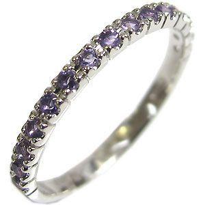 ピンキーリング アメシスト ハーフ エタニティーリング プラチナ リング ファランジリング