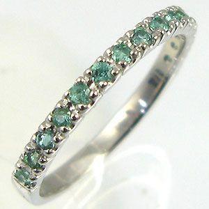 エメラルドリング プラチナ ピンキーリング ハーフエタニティー