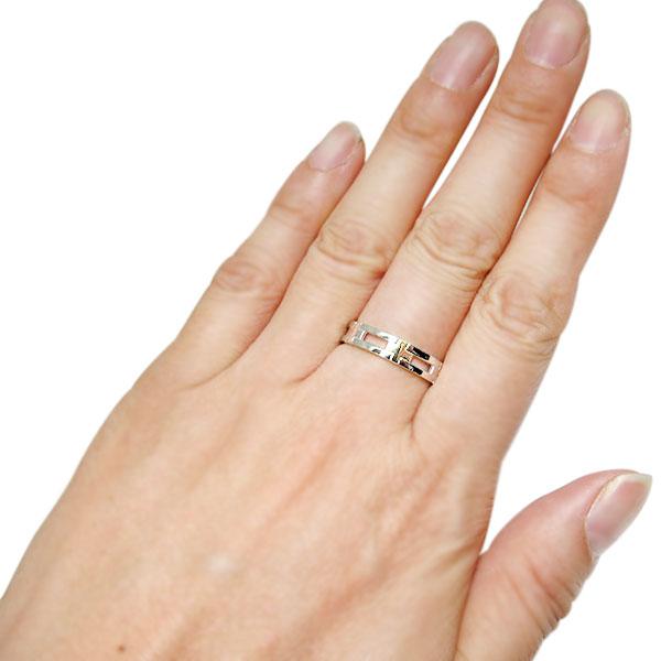 K18/SV925 ペアリング シルバー リング クロスリング ピンキーリング