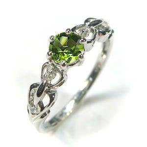 K18 リング ペリドット エンゲージリング ハート 婚約指輪 安い 一粒の画像