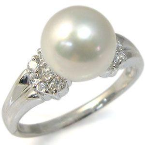 送料無料/即納 パールリング あこや本真珠 指輪 10金 ピンキーリング