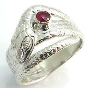 ルビーリング スネーク 18金 蛇 指輪 メンズ