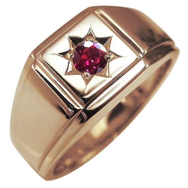 メンズ リング シルバー おしゃれ 印台 ルビー 一粒 指輪 : PLEJOUR