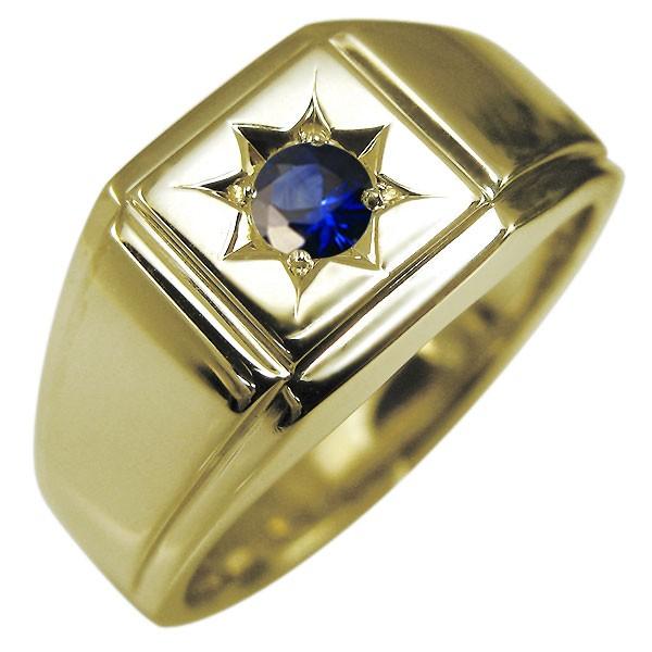 メンズ リング シルバー おしゃれ 印台 サファイア 一粒 指輪