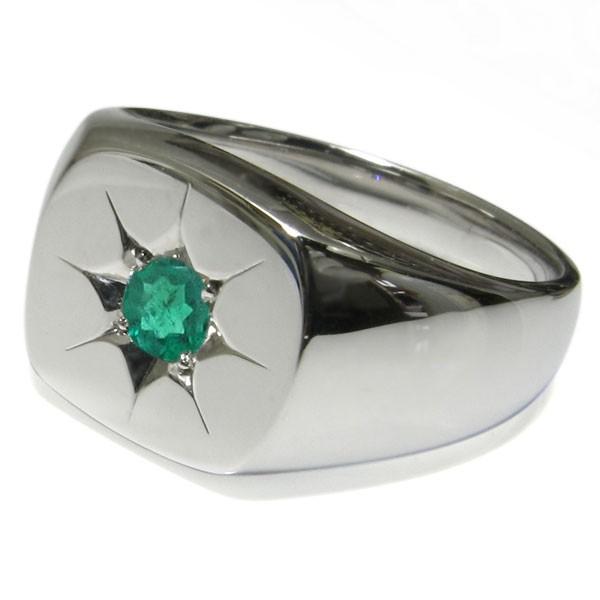 k10 メンズリング エメラルド 印台リング 一粒 リング 10金 : PLEJOUR