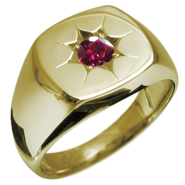 【早い者勝ち】 ルビーリング 印台 10金 メンズ 地金 メンズ指輪 【VQL3471153046】(124863円)