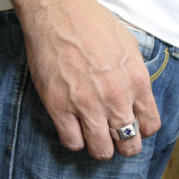 シルバー リング メンズ 指輪 印台 サファイア 9月誕生石 : PLEJOUR