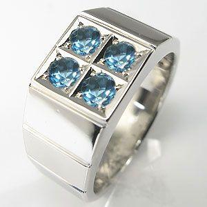 印台リング ブルートパーズ リング k10 指輪 メンズリング