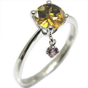 ピンキーリング 大粒 シトリン 10金リング