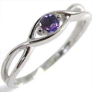 指輪 レディース プラチナ アメジスト 一粒 シンプル リング