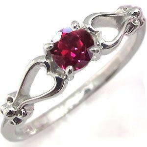 ルビー リング 一粒 ハート K10 指輪