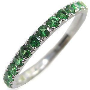プラチナ リング グリーンガーネット ハーフエタニティー リング 指輪 ファランジリング クリスマス ポイント消化