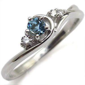 アクアマリンサンタマリア リング K10 一粒 10金 指輪