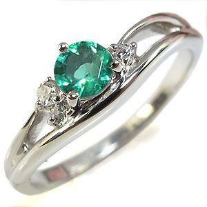 エメラルド リング 一粒 シンプル K18 指輪