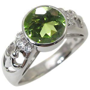 指輪 レディース ペリドットリング K10 大粒 アンティーク リング