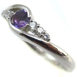 アメジスト 18金 リング 一粒 指輪の画像