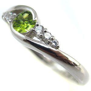 ペリドット 18金 リング 一粒 指輪の画像