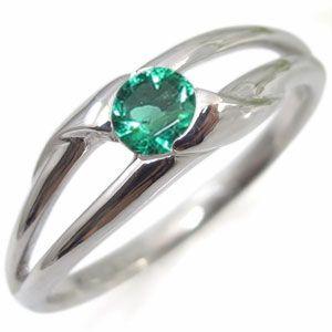 18金 一粒 指輪 5月誕生石 エメラルド リング