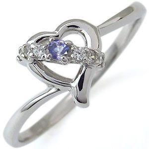 プラチナ ハートモチーフ タンザナイト リング 天然石 指輪 クリスマス