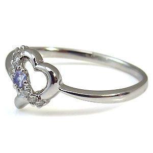 プラチナ ハートモチーフ タンザナイト リング 天然石 指輪 クリスマス