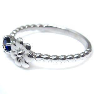 サファイア リング 10金 指輪 フラワーモチーフ ピンキーリング ファランジリング_4