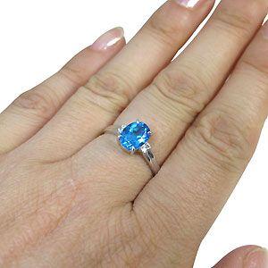 大粒 ブルートパーズ リング 11月誕生石 一粒 リング 18金 指輪の画像