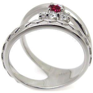 【公式】 ルビー リング 10金 2連 指輪 一粒 ピンキーリング ファランジリング 【G1389408026】(49980円)